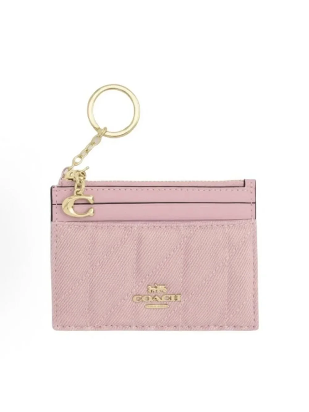 coach Mini Skinny Id Case In Loved Denim With Quilting And Charm cfa30